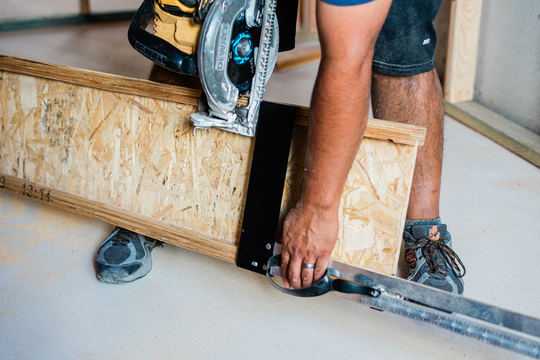 Cutting I-joist blocking with the CutBoss and a circular saw