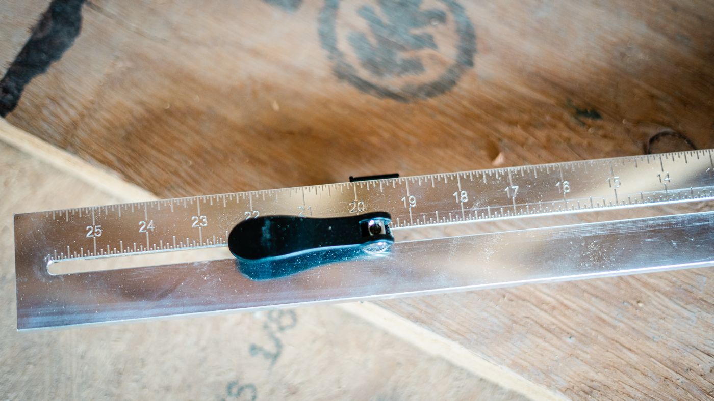 CutBoss locking lever on the inch scale